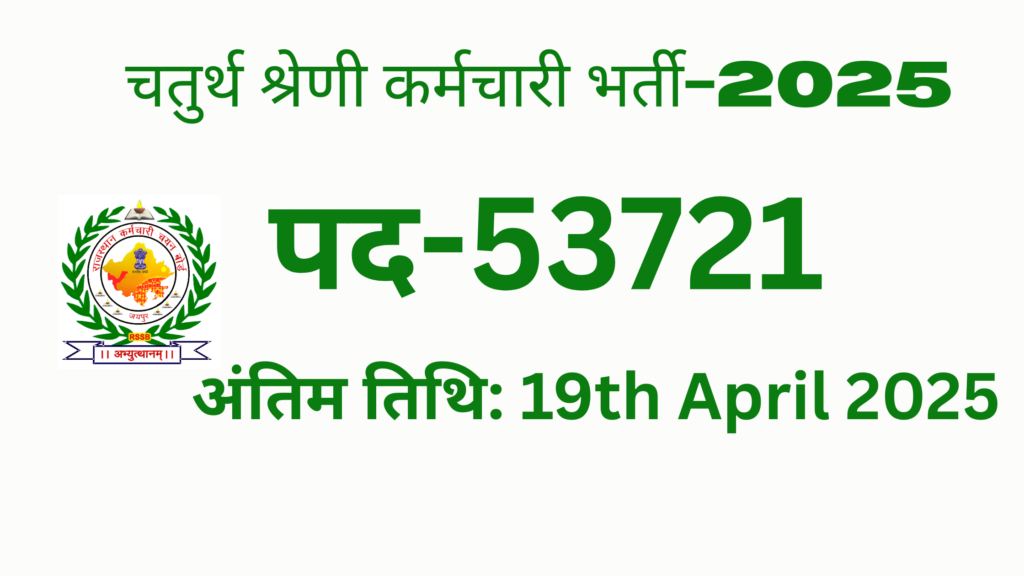 Rajasthan 4th Grade Recruitment 2025 Total Posts 53721