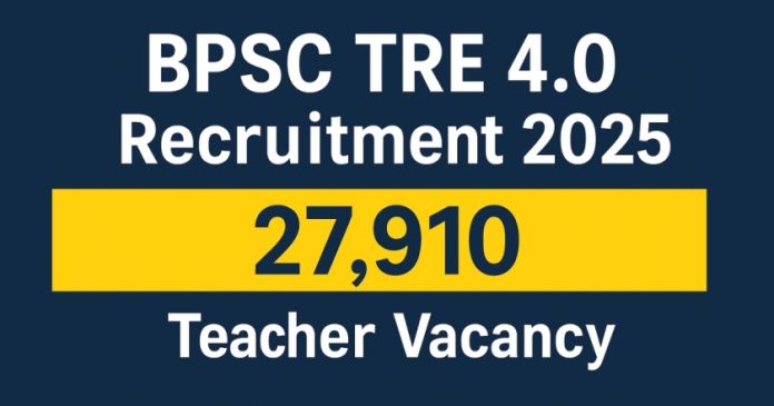 BPSC TRE 4.0 Online Form 2025 | बिहार स्कूल शिक्षक भर्ती 27,910 पद
